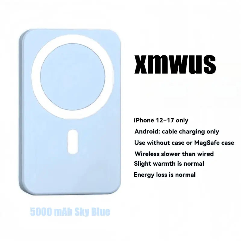 XMWUS 5000Mah Magnetic Portable Powerbank - Magsafe Case Compatible Compact Travel Charger, Wireless Charging for Iphone 12-18 Series, Cool Gift for Him (Teen Boy, Men, Adults), Gifts for Him