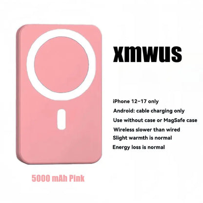 XMWUS 5000Mah Magnetic Portable Powerbank - Magsafe Case Compatible Compact Travel Charger, Wireless Charging for Iphone 12-18 Series, Cool Gift for Him (Teen Boy, Men, Adults), Gifts for Him