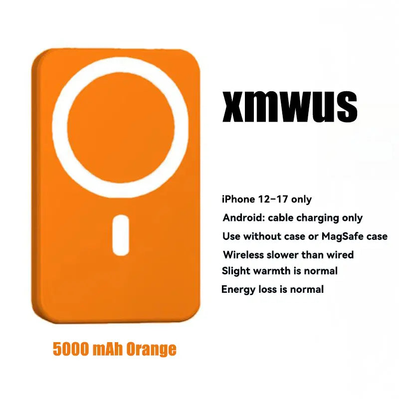 XMWUS 5000Mah Magnetic Portable Powerbank - Magsafe Case Compatible Compact Travel Charger, Wireless Charging for Iphone 12-18 Series, Cool Gift for Him (Teen Boy, Men, Adults), Gifts for Him