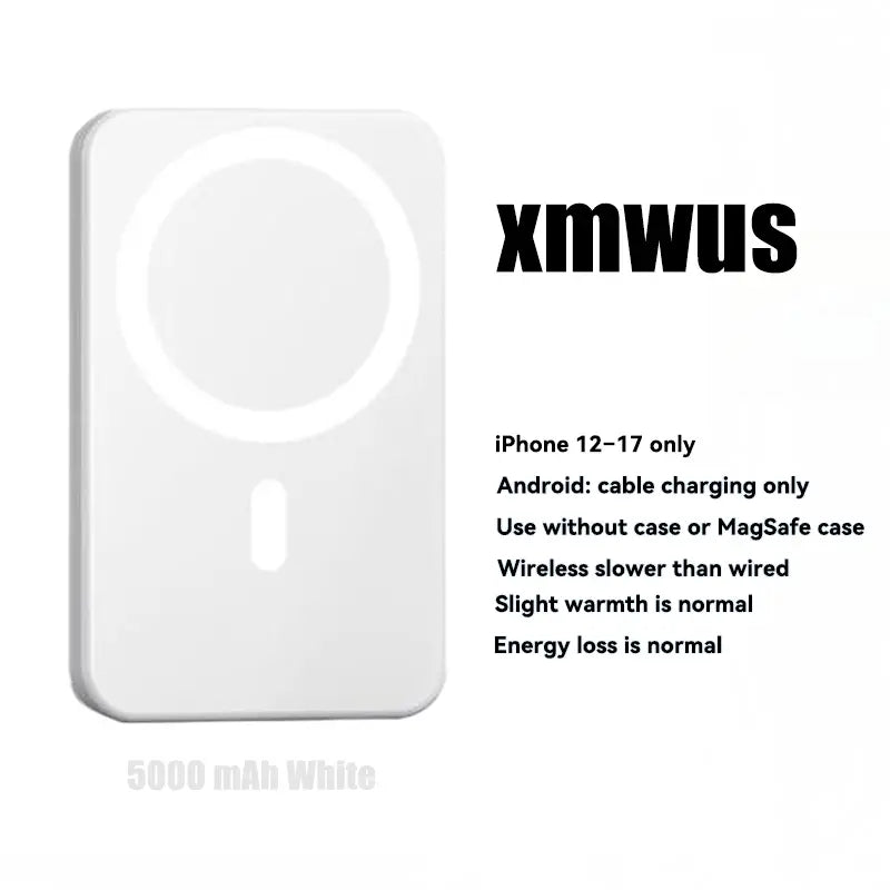 XMWUS 5000Mah Magnetic Portable Powerbank - Magsafe Case Compatible Compact Travel Charger, Wireless Charging for Iphone 12-18 Series, Cool Gift for Him (Teen Boy, Men, Adults), Gifts for Him