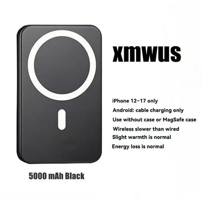 XMWUS 5000Mah Magnetic Portable Powerbank - Magsafe Case Compatible Compact Travel Charger, Wireless Charging for Iphone 12-18 Series, Cool Gift for Him (Teen Boy, Men, Adults), Gifts for Him