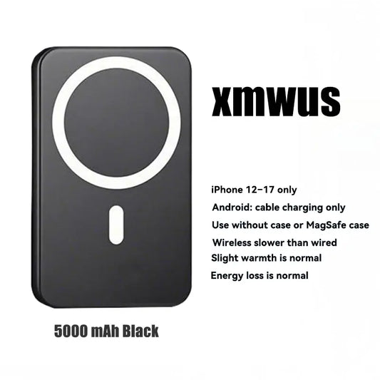 XMWUS 5000Mah Magnetic Portable Powerbank - Magsafe Case Compatible Compact Travel Charger, Wireless Charging for Iphone 12-18 Series, Cool Gift for Him (Teen Boy, Men, Adults), Gifts for Him