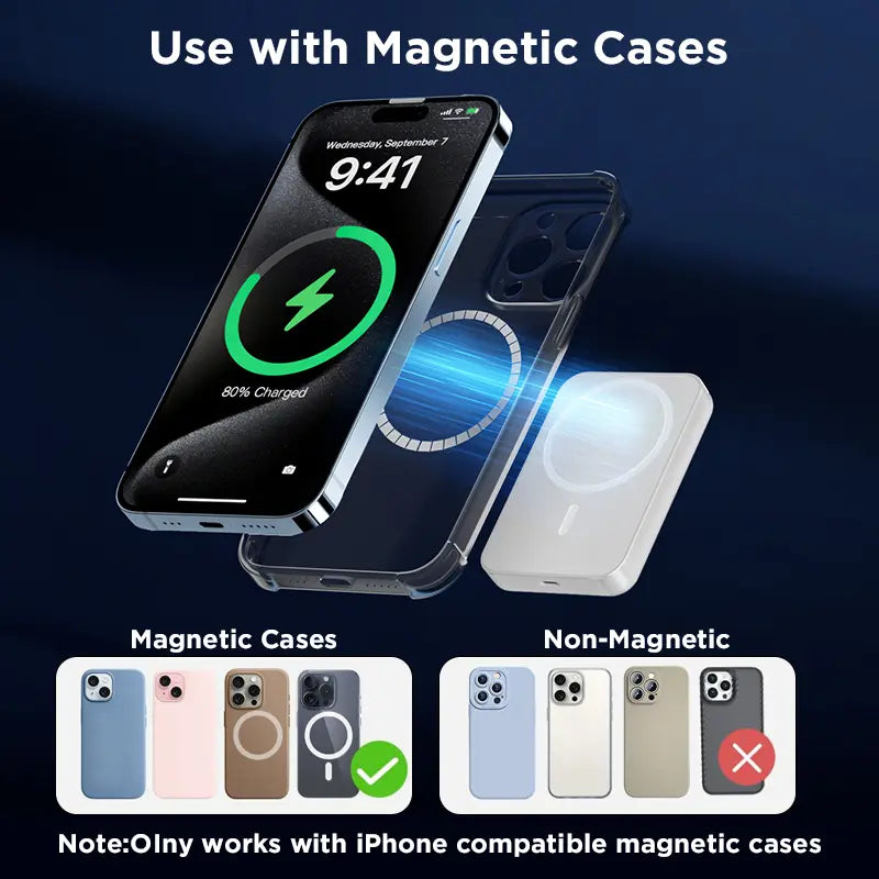 XMWUS 5000Mah Magnetic Portable Powerbank - Magsafe Case Compatible Compact Travel Charger, Wireless Charging for Iphone 12-18 Series, Cool Gift for Him (Teen Boy, Men, Adults), Gifts for Him