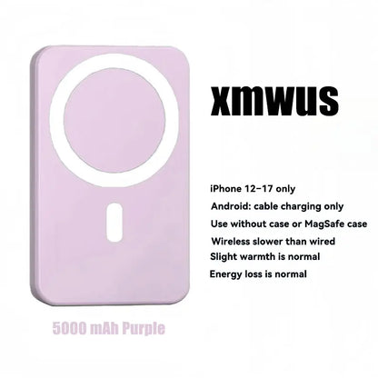 XMWUS 5000Mah Magnetic Portable Powerbank - Magsafe Case Compatible Compact Travel Charger, Wireless Charging for Iphone 12-18 Series, Cool Gift for Him (Teen Boy, Men, Adults), Gifts for Him